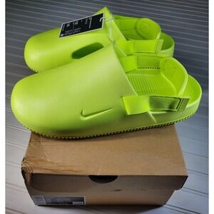 New In Box Nike Calm Mule Men's Size 12 Ladies Size 13 Neon Volt  Green Yellow